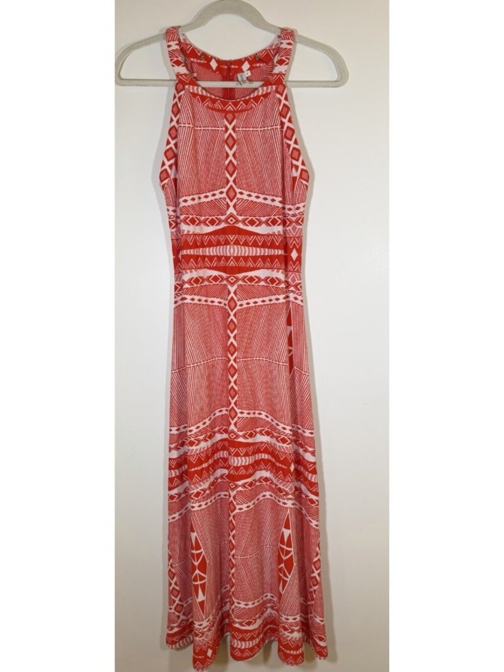 Yoana Baraschi orange white sweater tank fit 'n flare midi dress boho wedding M